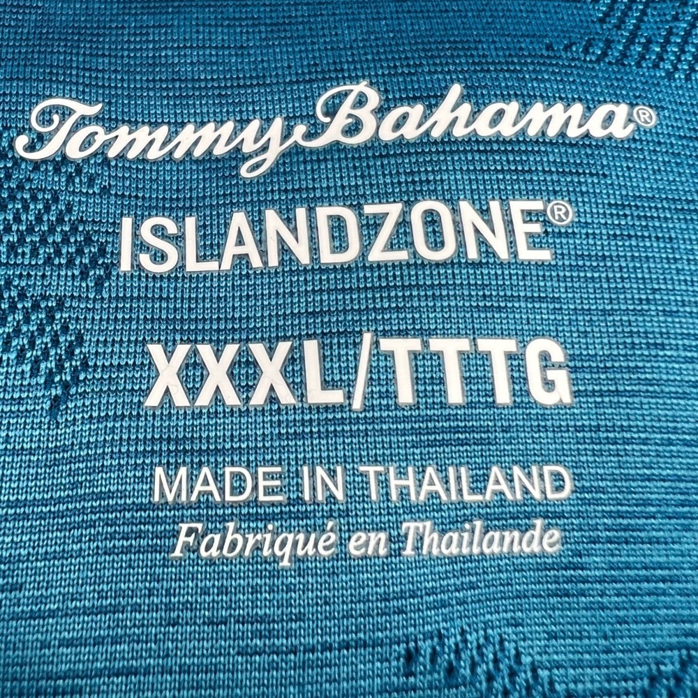 TOMMY BAHAMA IslandZone Polo Mens XXXL Blue Palm Tree Print Shirt Short Sleeve - Picture 4 of 15
